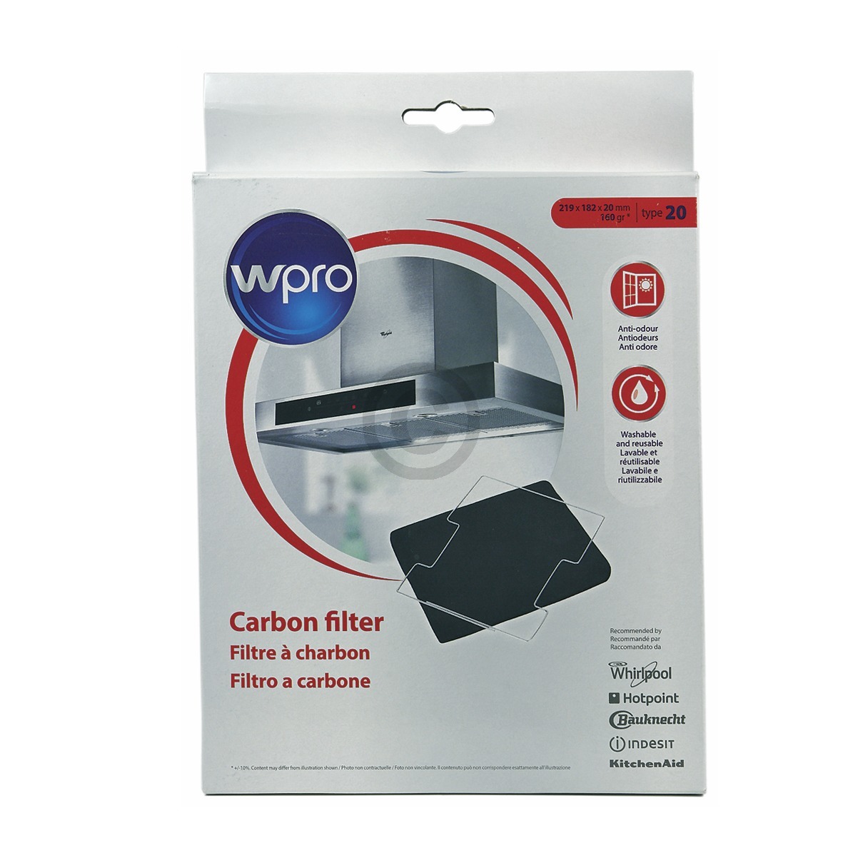 Kohlefilter Wpro 219x1mm Type Fur Dunstabzugshaube