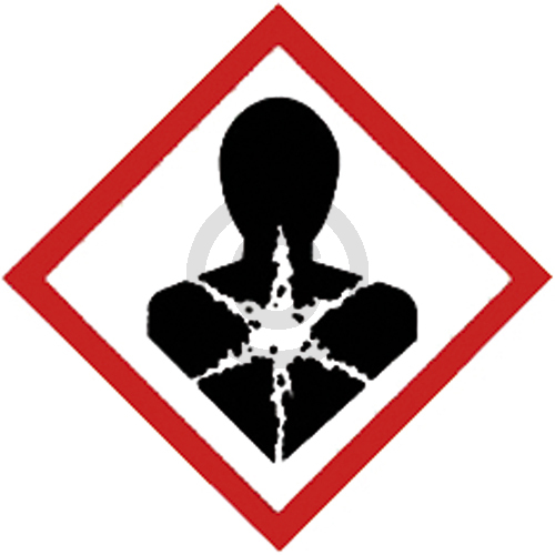 GHS 08 Gefahr: Gesundheitsgefahr (Bsp. Karzinogenität, Kat. 1A/B, 2 Aspirationsgefahr)